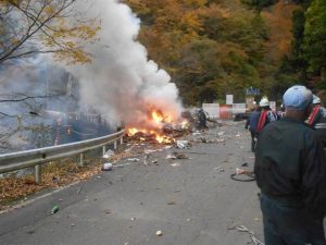 ヘリコプター墜落事故の写真